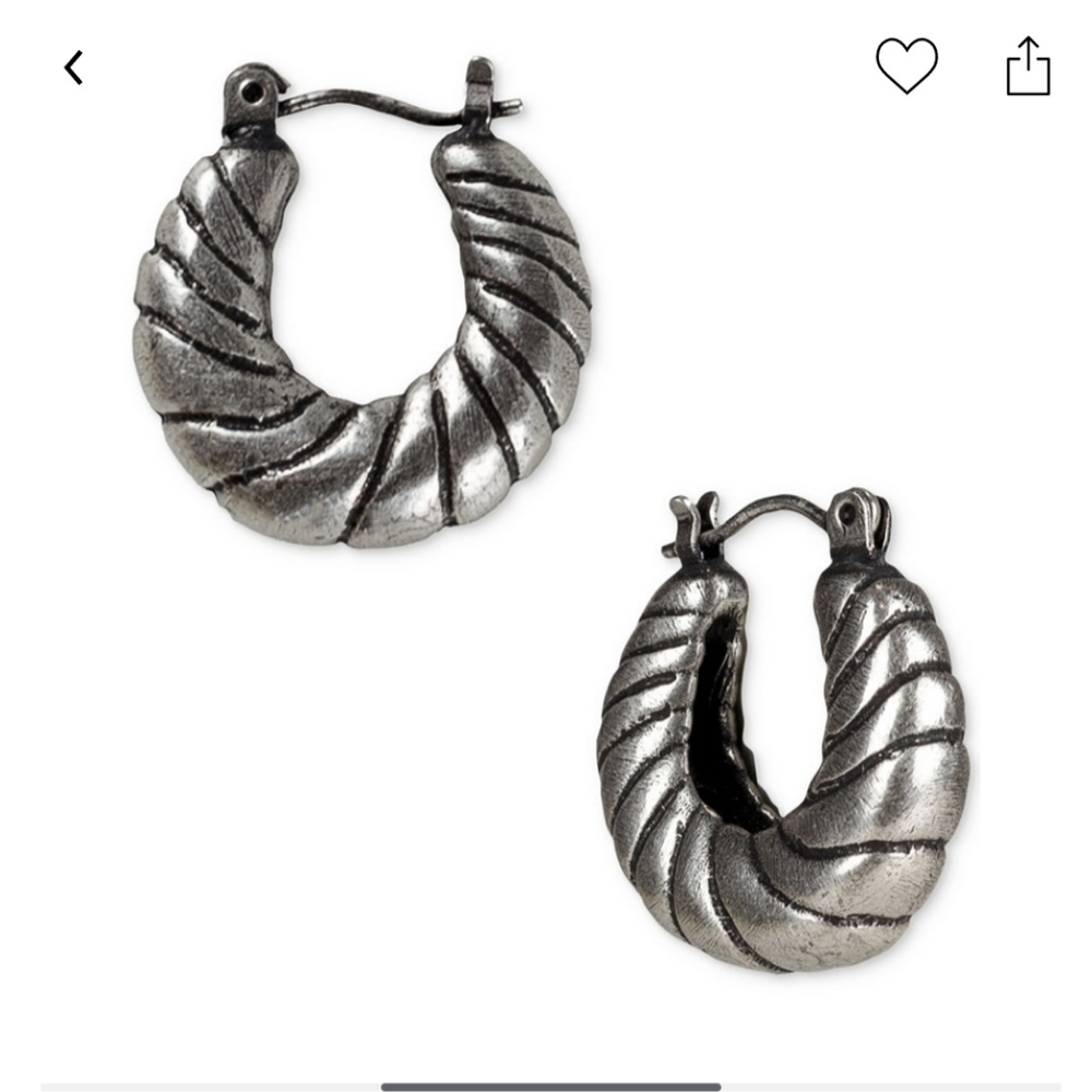 PATRICIA NASH Silver tone twisted rope  hoop earrings NWT